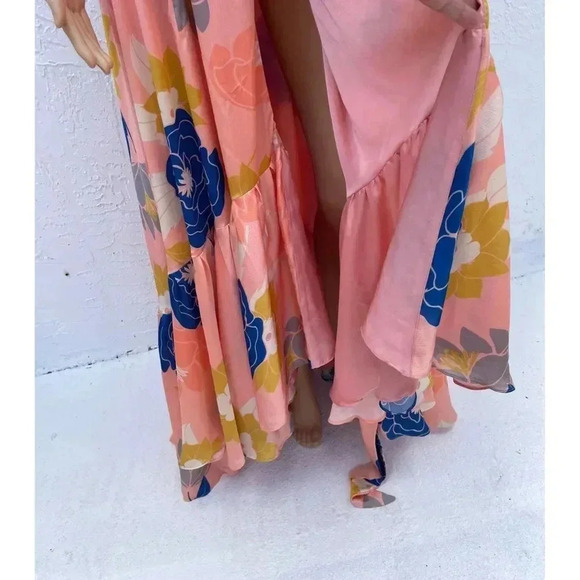 New without tag Gloryang Atelier Womens Wrap Ruffled Kimono Long Dress Sz S/M - Picture 9 of 15